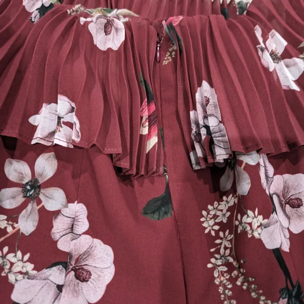 Keepsake Last Dance Ruffle Mini Dress‎ in Marsala Garden Floral Size XS - Picture 9 of 10